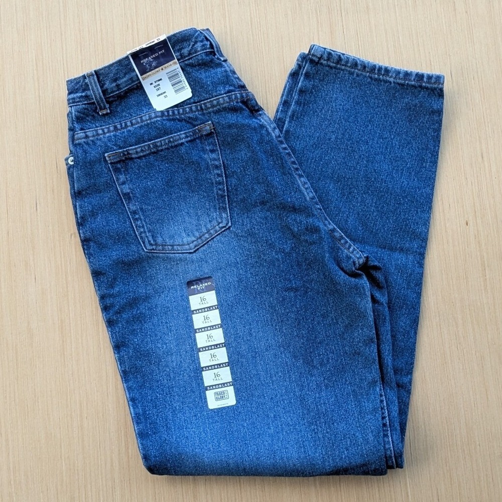 NWT Vintage‎ Faded Glory Relaxed Fit High Rise Mom Blue Denim Jeans Women's 16T